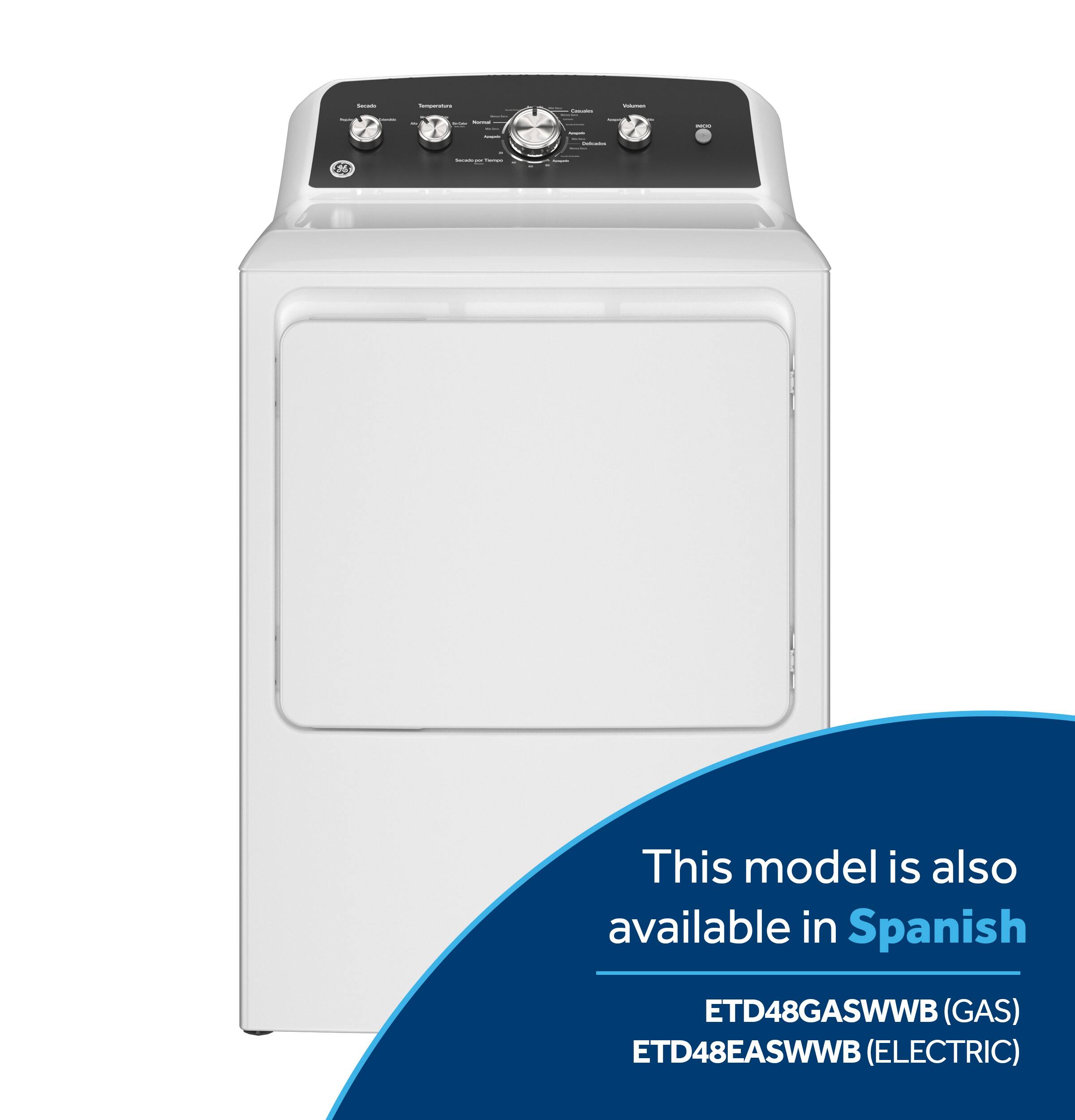This model is also available in Spanish  
ETD48GASWWB (GAS)  
ETD48EASWWB (ELECTRIC)