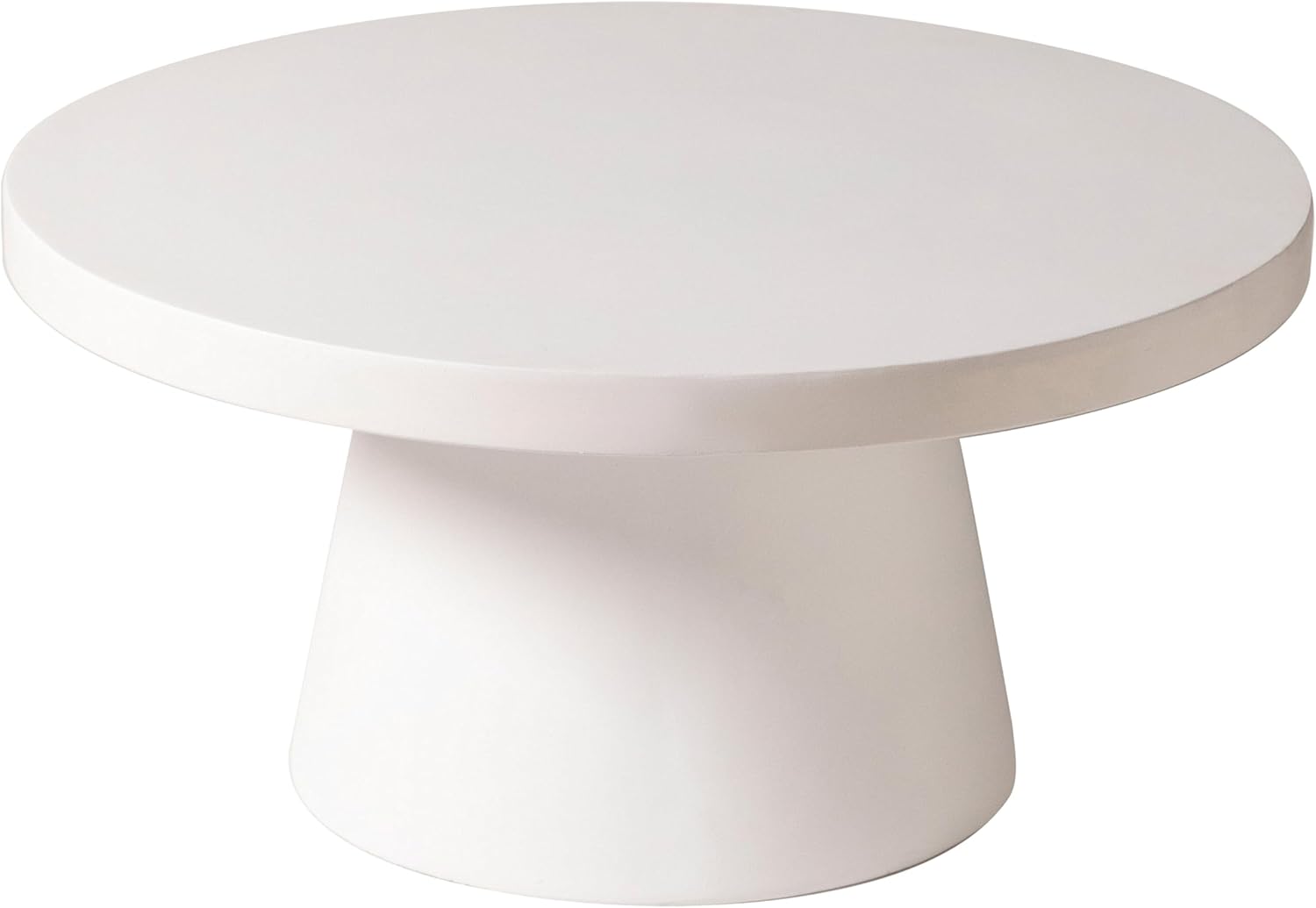 Alt View 4. LeisureMod - Dune Large Round Stone Side Table, Durable Fiberstone Indoor/Outdoor Pedestal Accent Table - White.