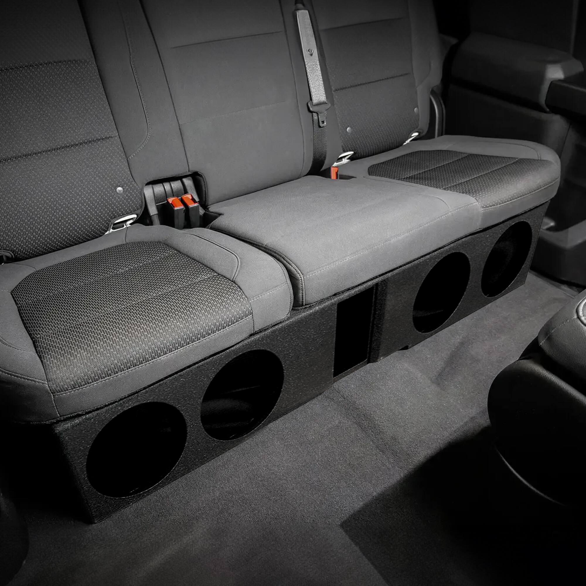 Alt View 3. QPower - QPower Quad 8" Sub Box - Chevy Silverado Crew Cab, GMC Sierra Crew Cab 2007-2025 - Charcoal Black.