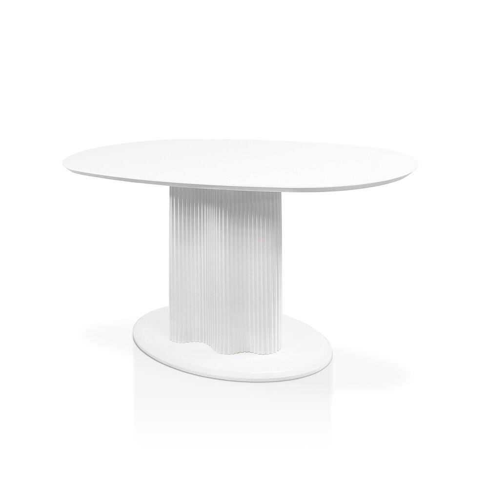 Alt View 1. Furniture of America - Elara Iron Base Pedestal Oval Dining Table - White.