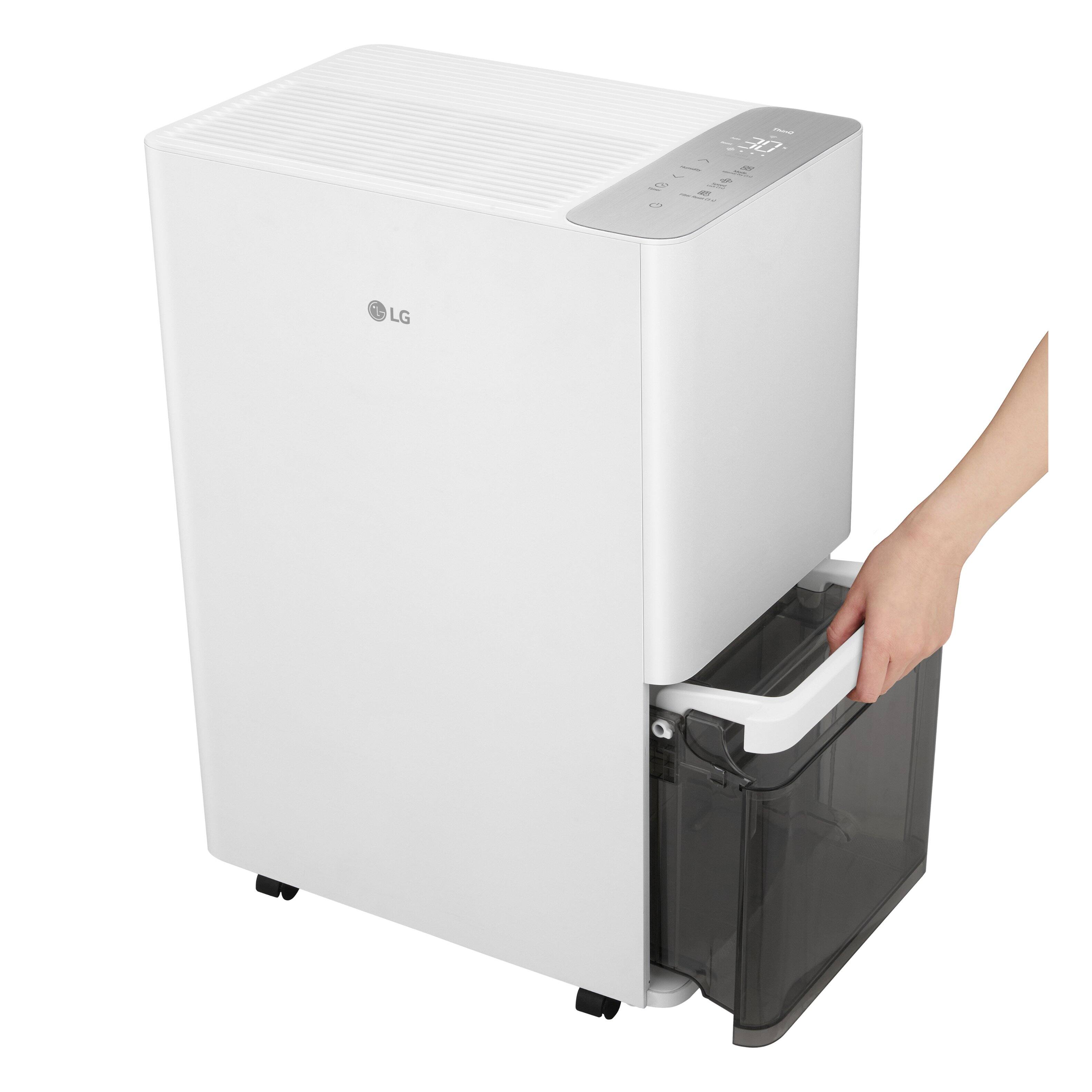 Alt View 19. LG - PuriCare Smart 50-Pint Smart Dehumidifier - Energy Star, Continuous Drain Option, 8.6 Quart Bucket Capacity - White.