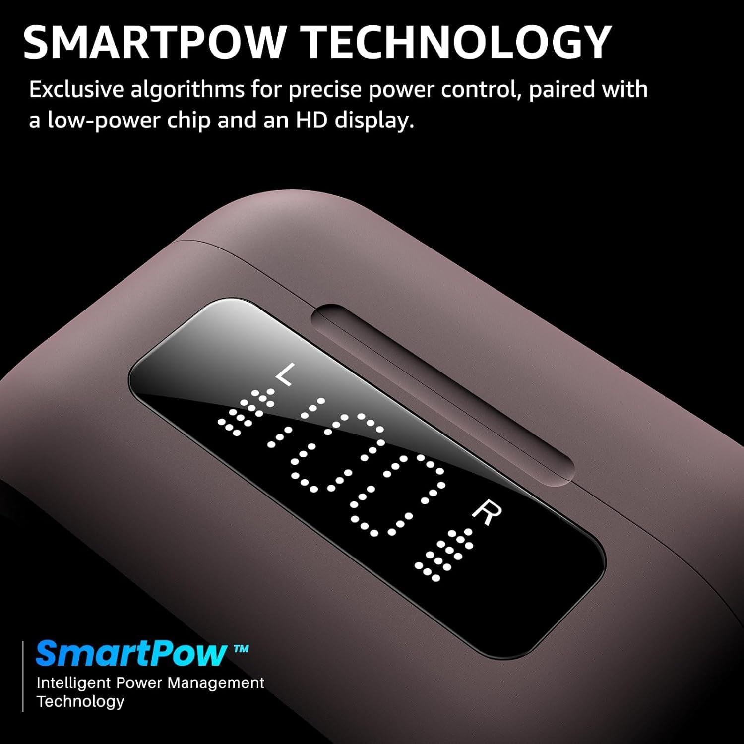 SMARTPOW TECHNOLOGY, Exclusive algorithms for precise power control, paired with a low-power chip and an HD display. L 1001 R, TM SmartPow Intelligent Power Management Technology