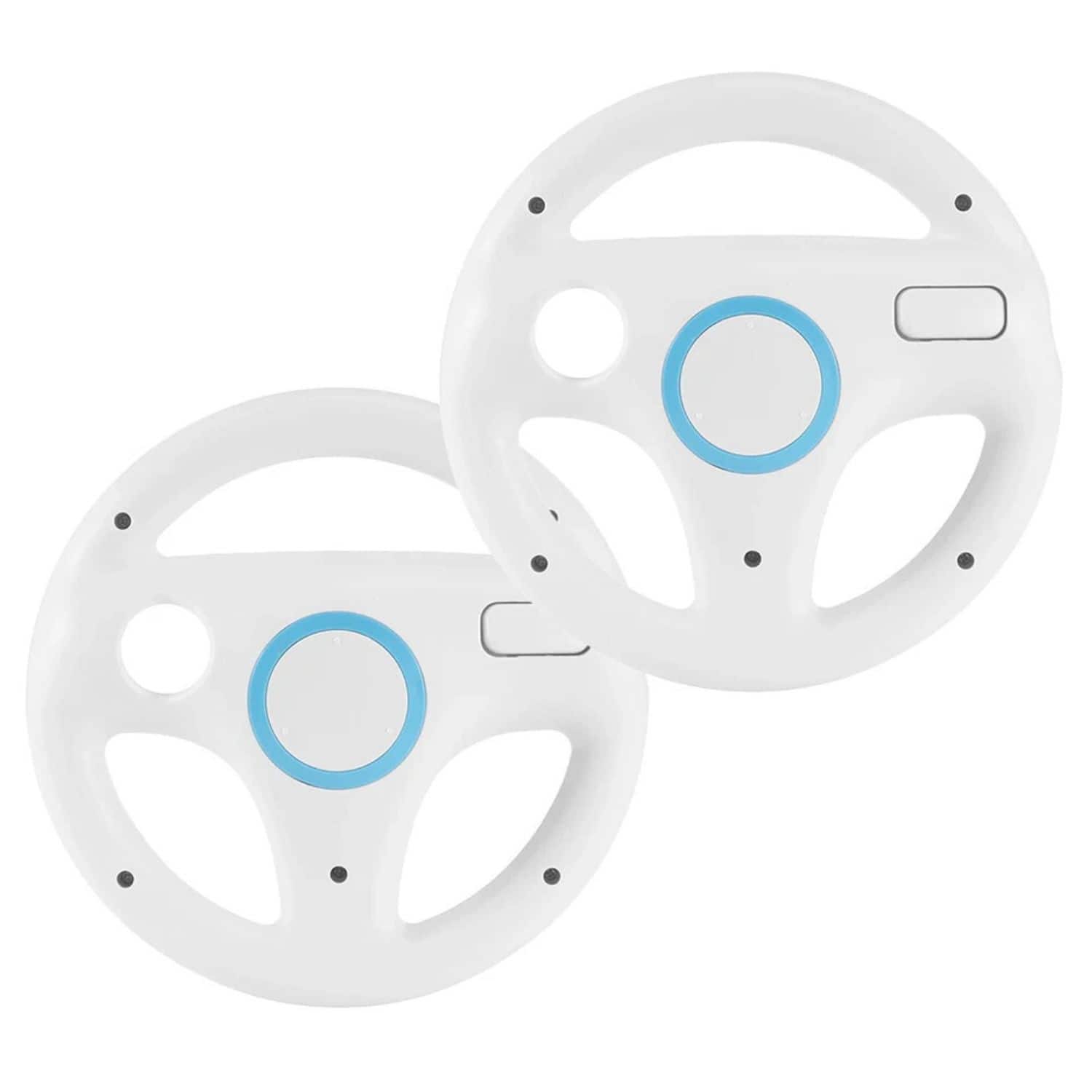Stock Preferred - 2-Pack Mario Racing Steering Wheel for Nintendo Wii & Wii U – 2024 Edition (Controller Attachment) - White