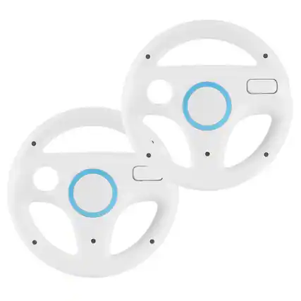 Front. Stock Preferred - 2-Pack Mario Racing Steering Wheel for Nintendo Wii & Wii U – White 2024 Edition (Controller Attachment) - White.