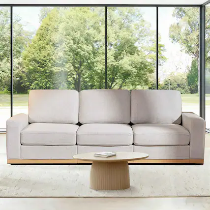 Front. Dyonery - Dyonery 98" Modern Single Sofa ,Deep Seat Modular Sofa Couch,Solid Wood Frame,Spring Cushions,Easy Assembly,Beige - Beige.