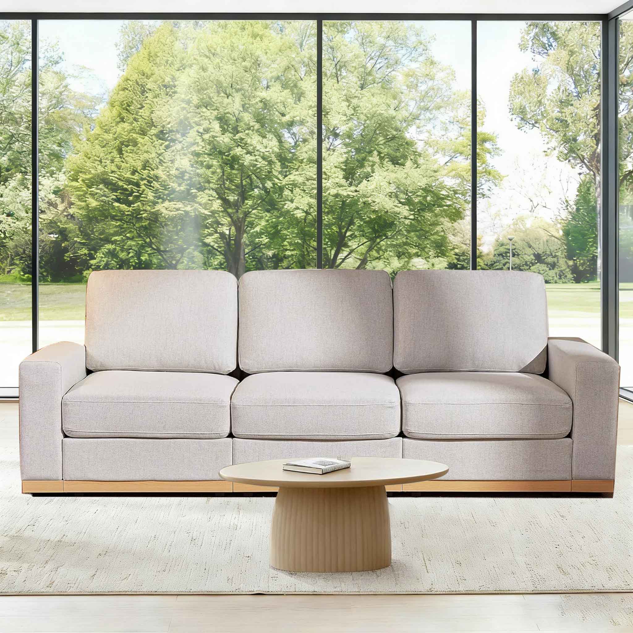 Front. Dyonery - Dyonery 98" Modern Single Sofa ,Deep Seat Modular Sofa Couch,Solid Wood Frame,Spring Cushions,Easy Assembly,Beige - Beige.