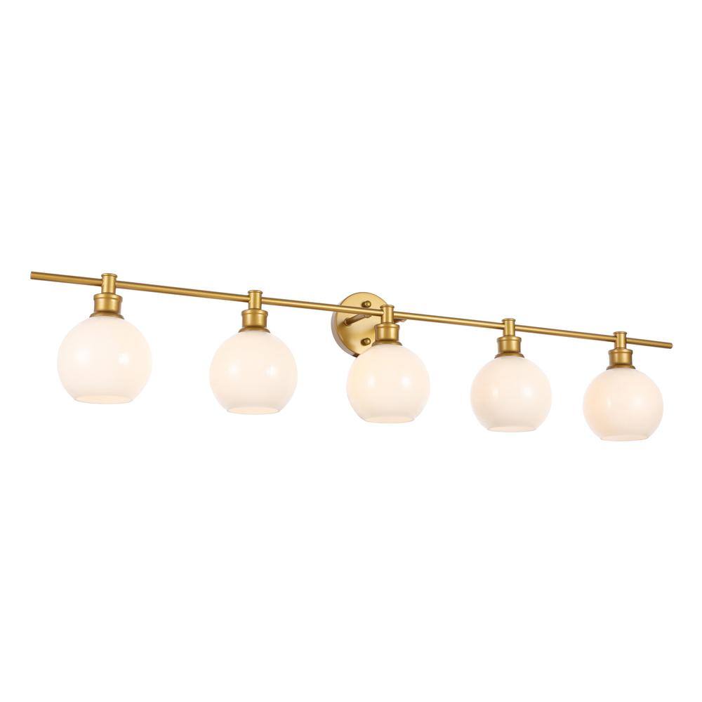 Back. Living District - Collier 5 light Brass and Frosted white glass Wall sconce - Brass And Frosted White Glass.