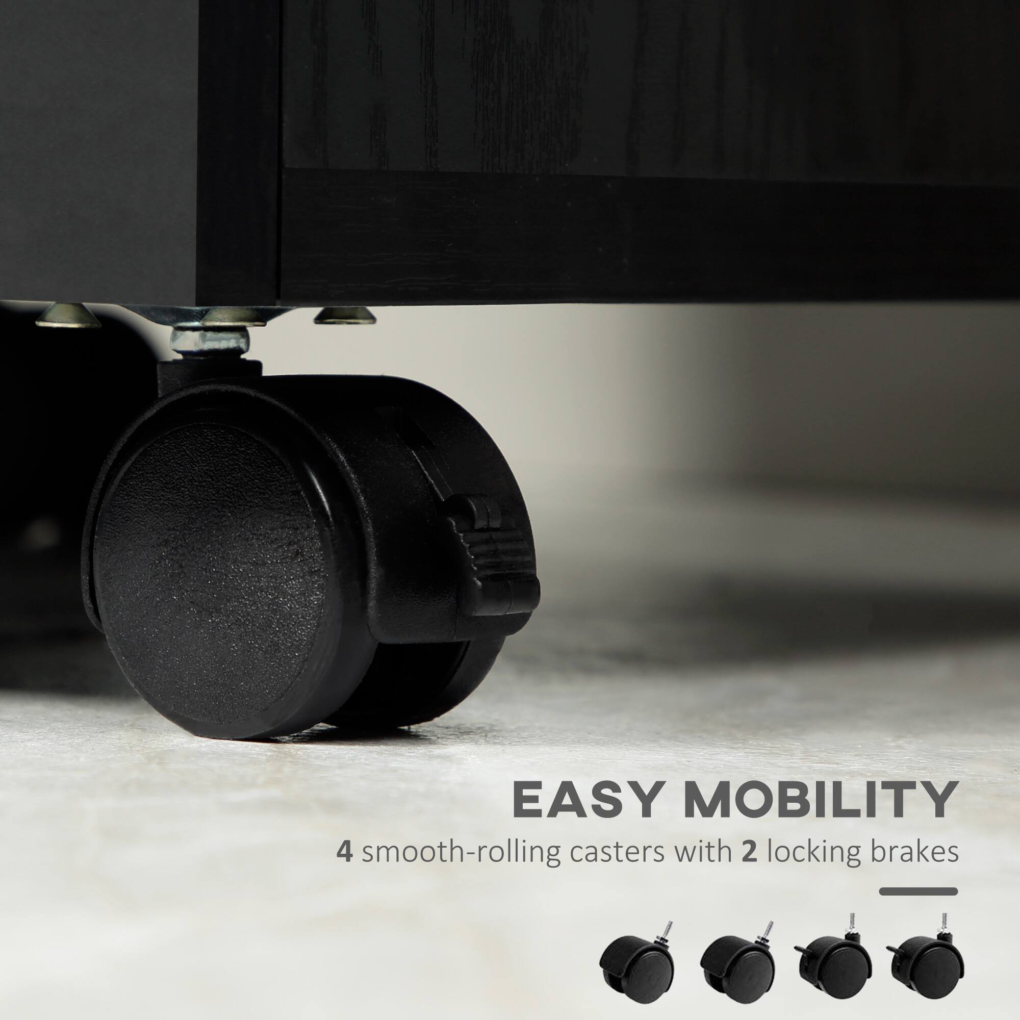 EASY MOBILITY
4 smooth-rolling casters with 2 locking brakes