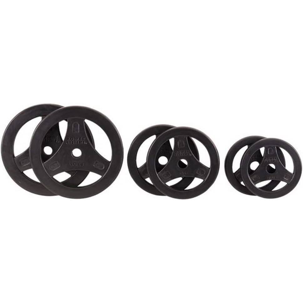 Power Systems - Full Barbell Plate Set w/Hand Grips - Includes 35 Pounds of Starter Plates - 10/5/2.5 lbs - Black