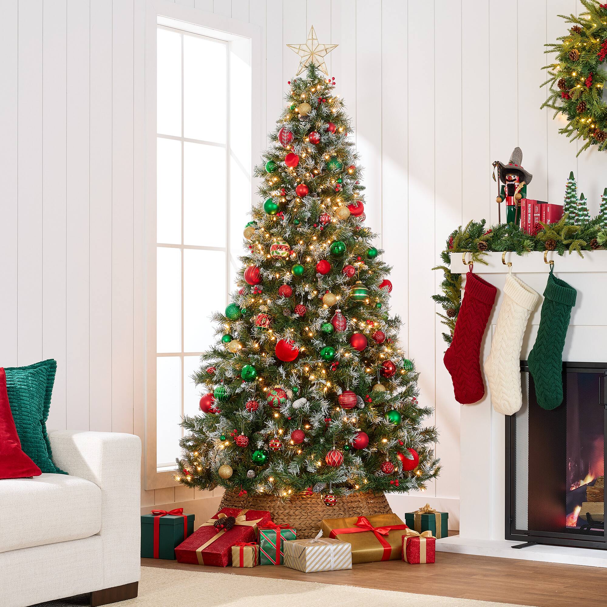 Alt View 1. Best Choice Products - Best Choice Products 6ft Pre-Lit Pre-Decorated Holiday Christmas Tree w/ 818 Flocked Tips, 250 Lights, Base - Green.