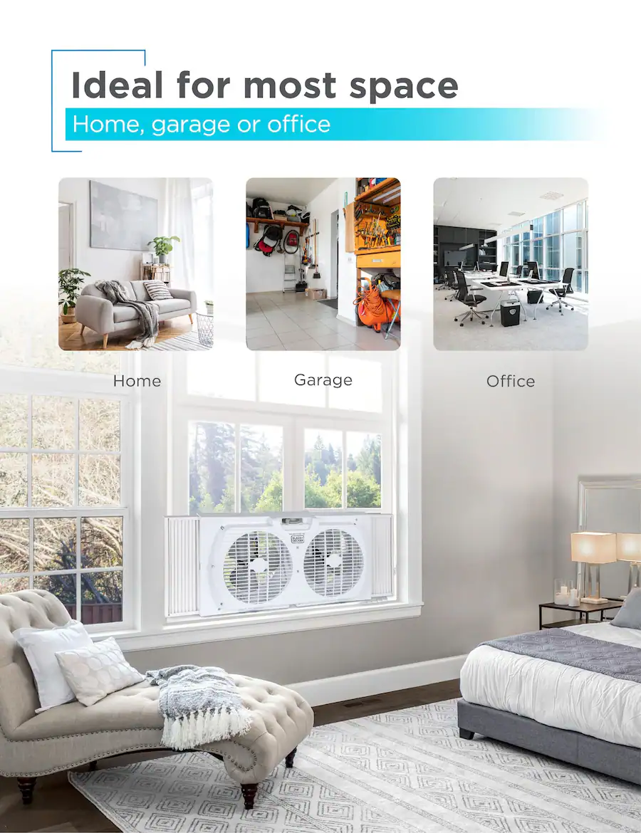 Window Fan With Screen Black+Decker 9 inch Dual Window Fan for Window Screen with 2 Speed ...