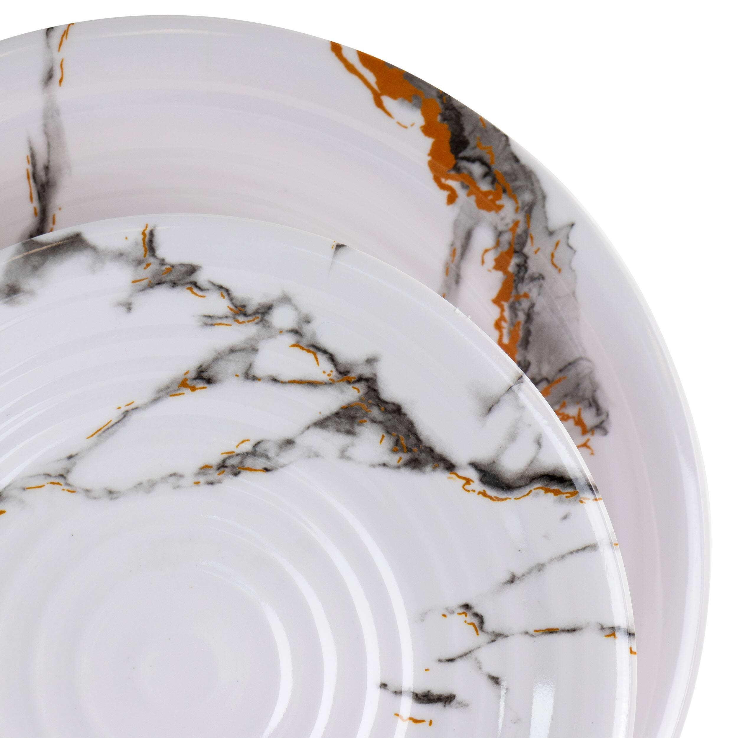Alt View 2. Elama - Elama Fine Sculpture 12 Piece Lightweight Melamine Dinnerware Set in White - White.
