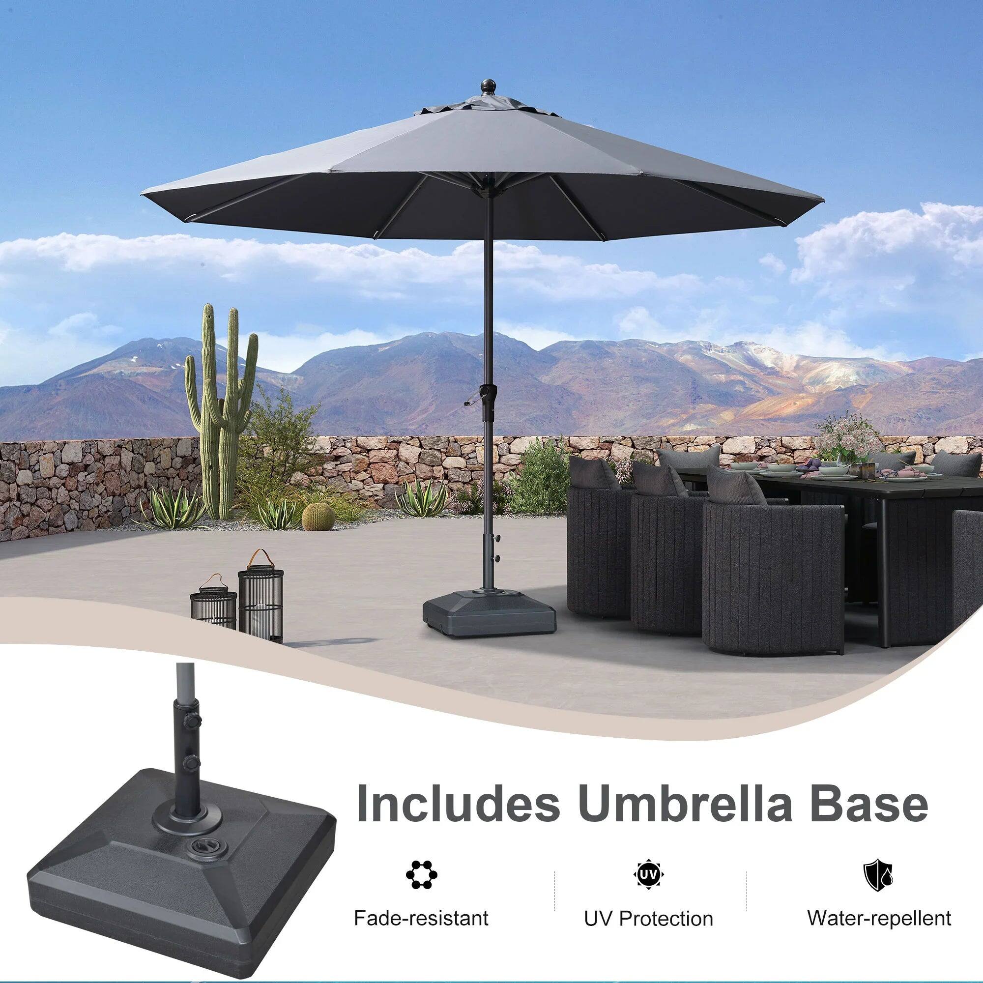Includes Umbrella Base  
UV Fade-resistant  
UV Protection  
Water-repellent