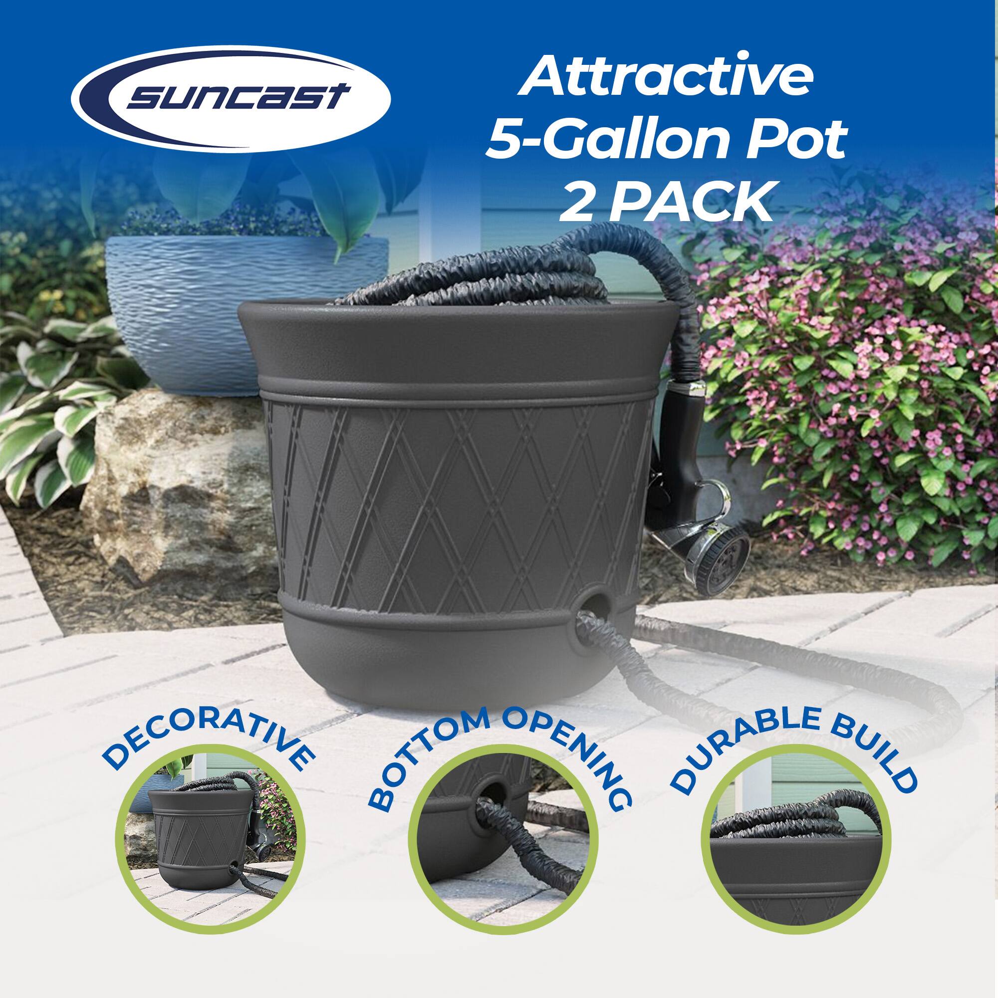Suncast Attractive 5-Gallon Pot 2 PACK DECORATIVE BOTTOM OPENING DURABLE BUILD