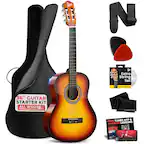 NC T Extra String Set E, A, D, G, B, E, 36" GUITAR STARTER KIT ALL WOOD PREMIUM BUILD CLEANING CLOTH 3556850 TUNER APP & FREE LESSONS 2 MONTH P A