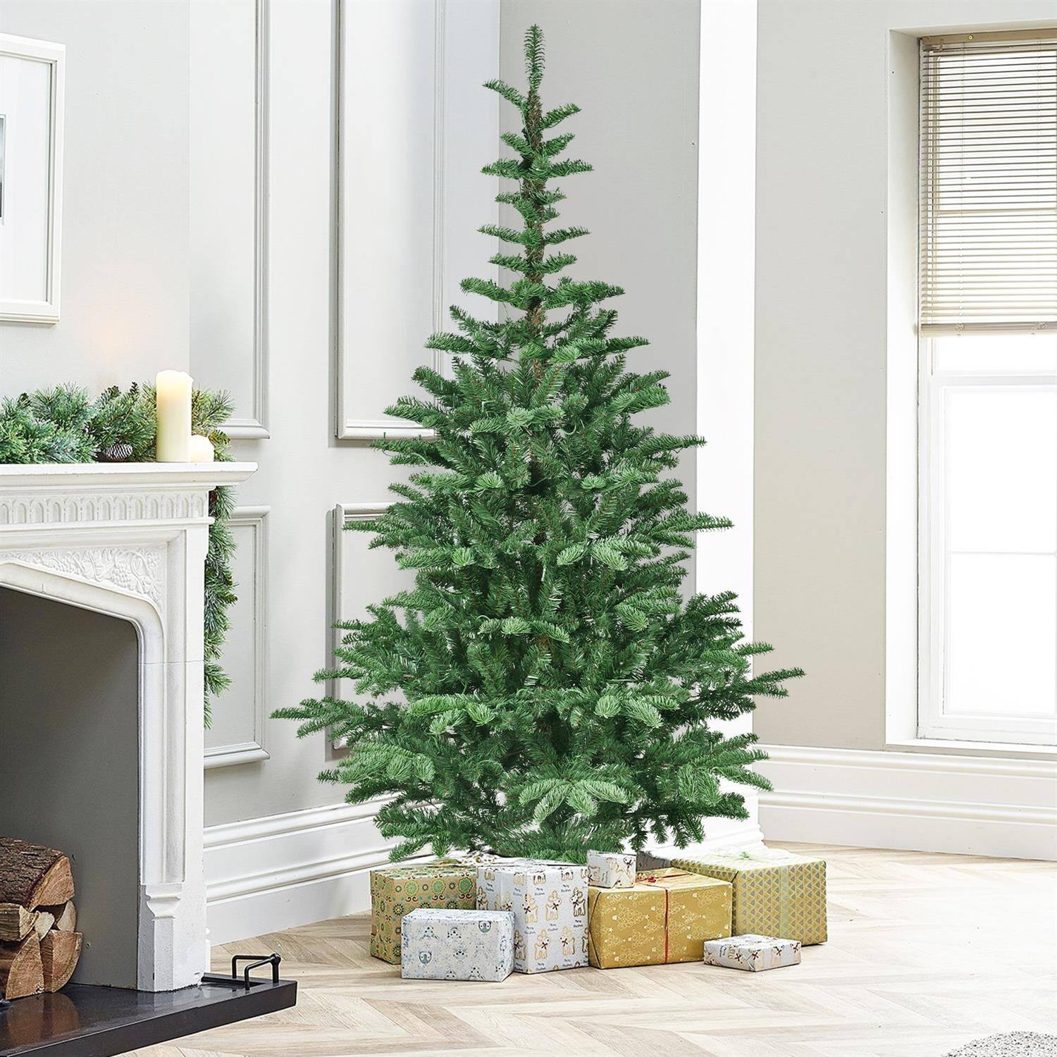 Alt View 3. Pefilos - 7ft Tall LED Christmas Tree with 941PE/PVC Mixed Branch Tips & Hinged Foldable Base, for Indoor Decorations - Green.