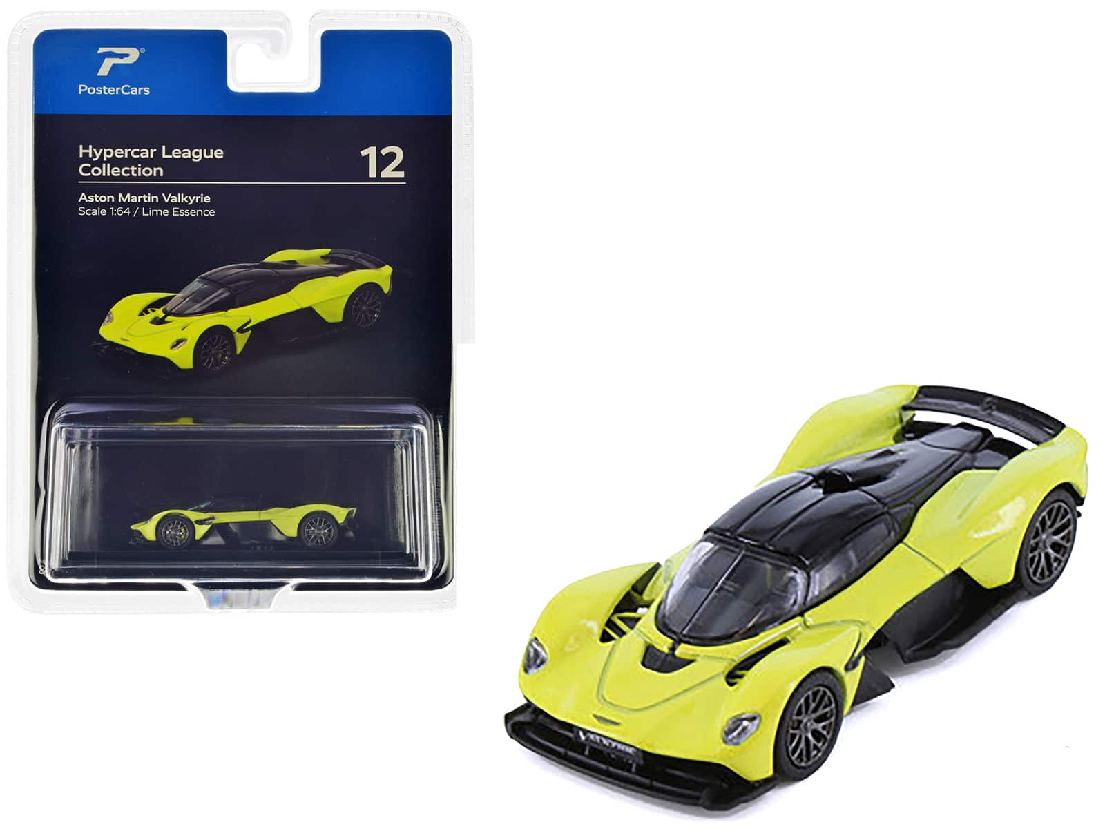 "Aston Martin Valkyrie Lime Essence Yellow Metallic w/Black Top ""Hypercar League Collection"" 1/64 Model Car by PosterCars" price history on PriceWatchPro