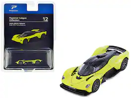 PosterCars - Aston Martin Valkyrie Lime Essence Top Hypercar League Collection 1/64 Diecast Model Car - Yellow Metallic with Black