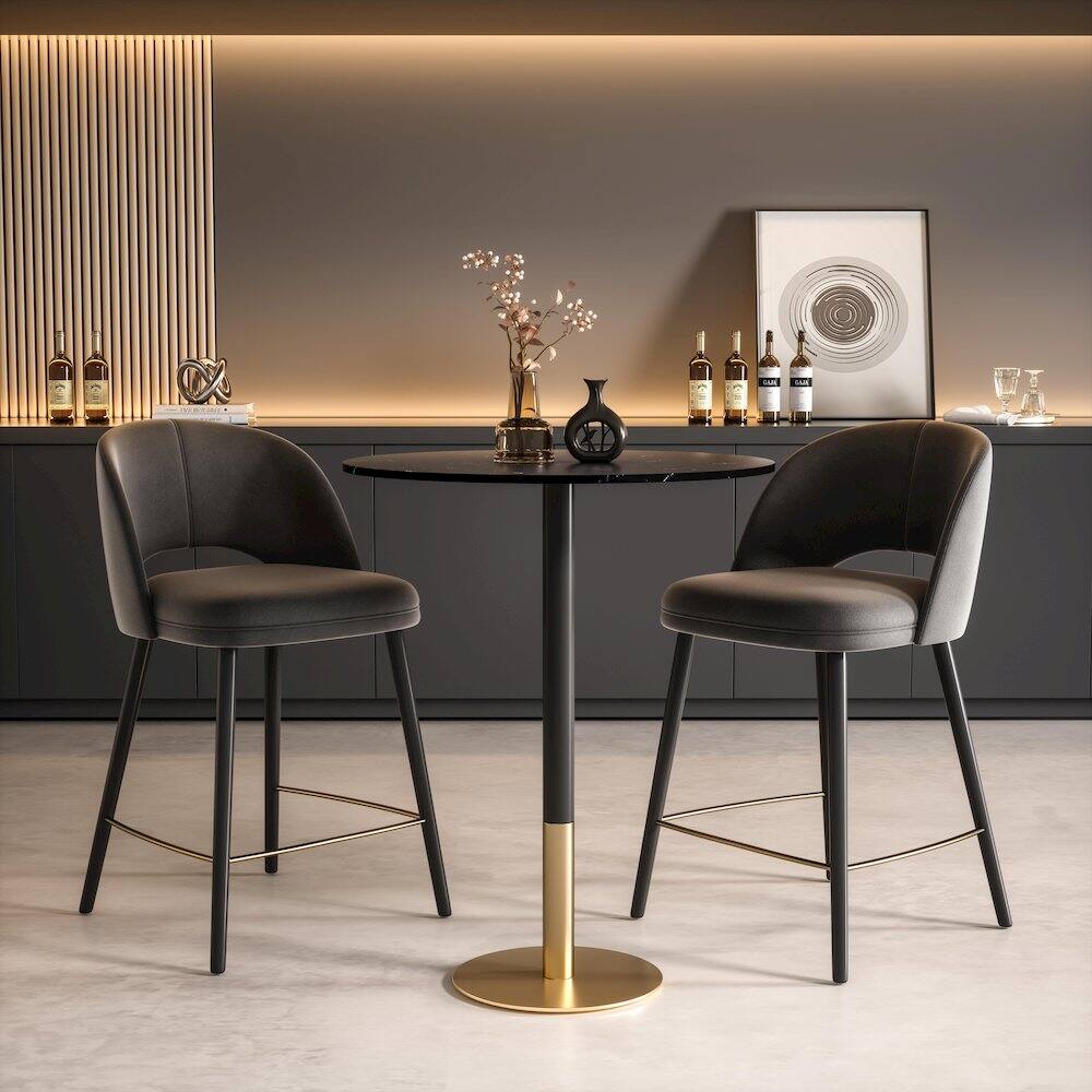 Alt View 3. Elegant Decor - Ronan 31.5 Inch Pub Table In Black - Black And Gold.