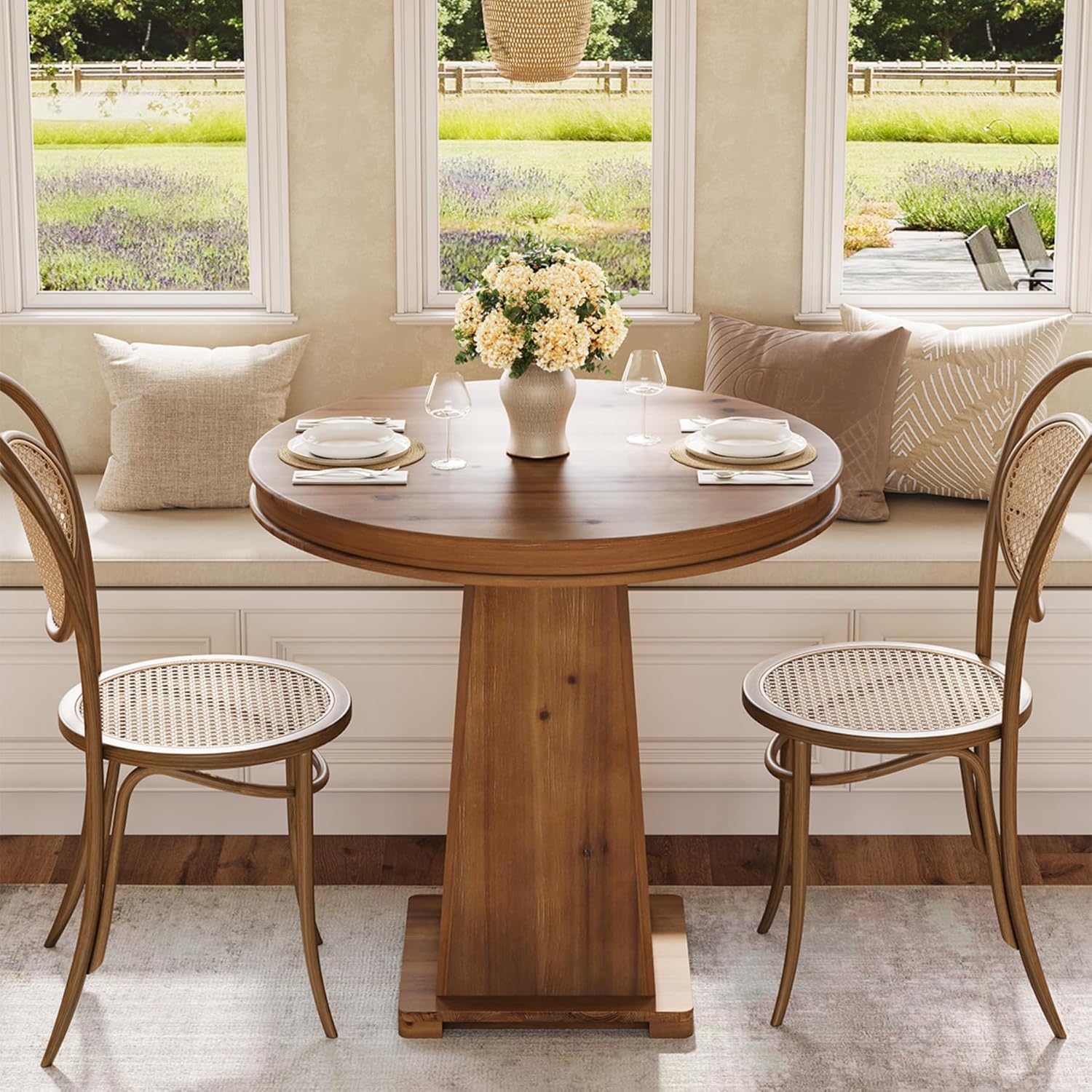 Tribesigns Solid Wood Round Dining Table, 80 cm Small Kitchen Table ...