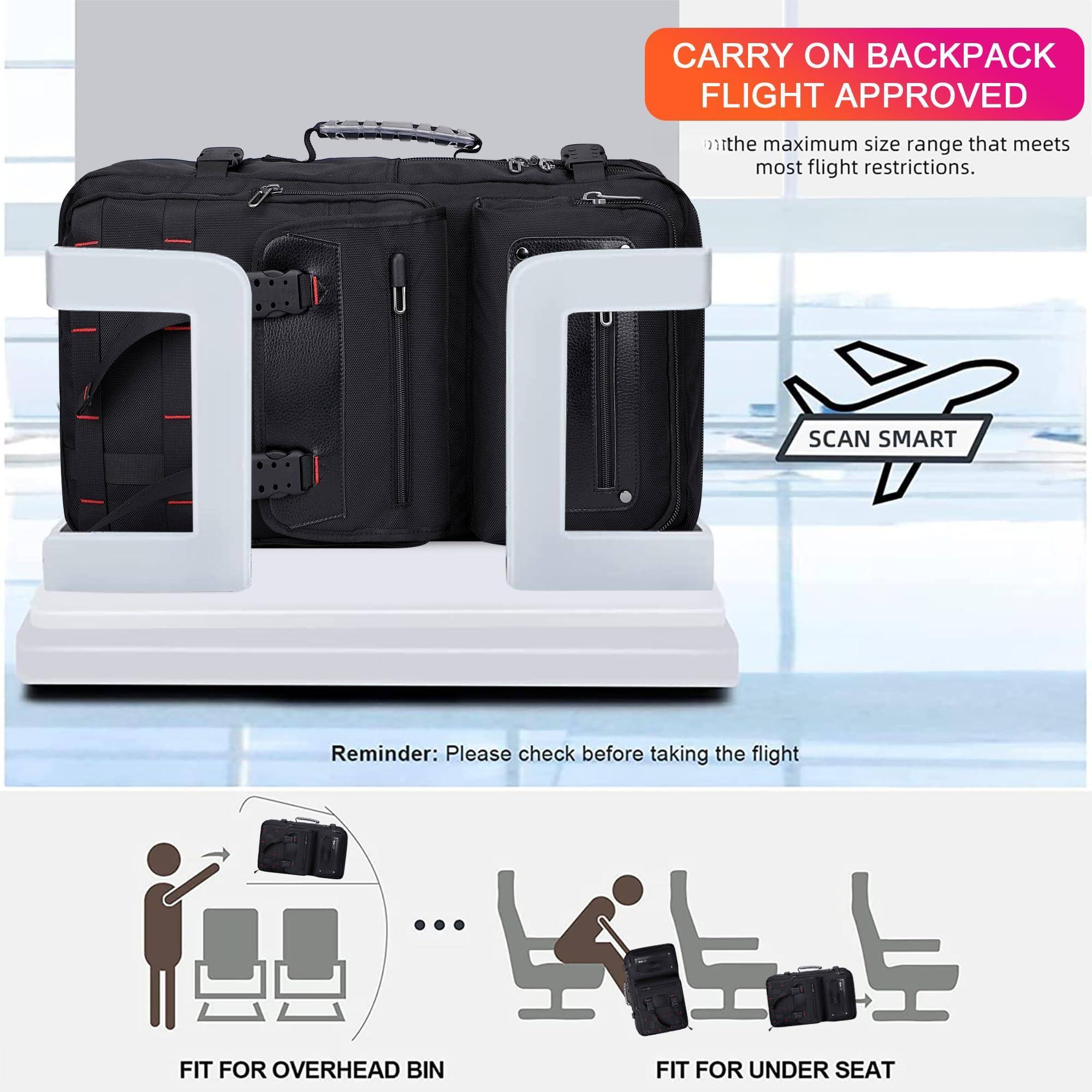 Alt View 5. Live At Space - Carry On Travel Backpack For Men Duffle Bags Fit 17 Inch Laptop Airline Approved Backpack(b685 Black) - Black.