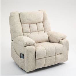 Boyel Living - Power Lift Recliner for Big and Tall Seniors 4 OKIN Motors 180° Lay Flat Heat Massage Adjustable Headrest Lumbar - Cream