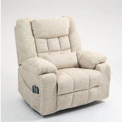 Front. Boyel Living - Power Lift Recliner for Big and Tall Seniors 4 OKIN Motors 180° Lay Flat Heat Massage Adjustable Headrest Lumbar - Cream.
