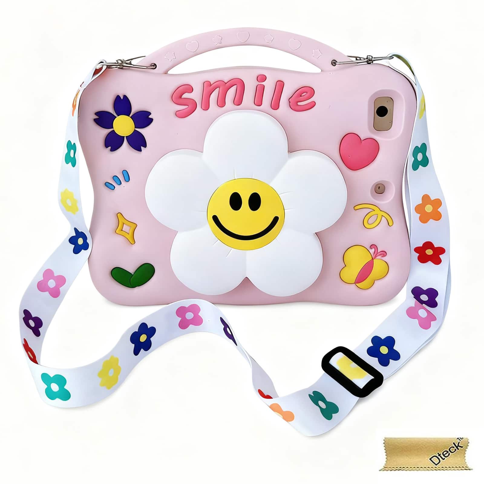 Dteck - Kids Case for iPad A16 11th Generation 2025 & iPad 10th Generation 10.9" 2022, Silicone 3D Cartoon Cute Design - Flower Smile