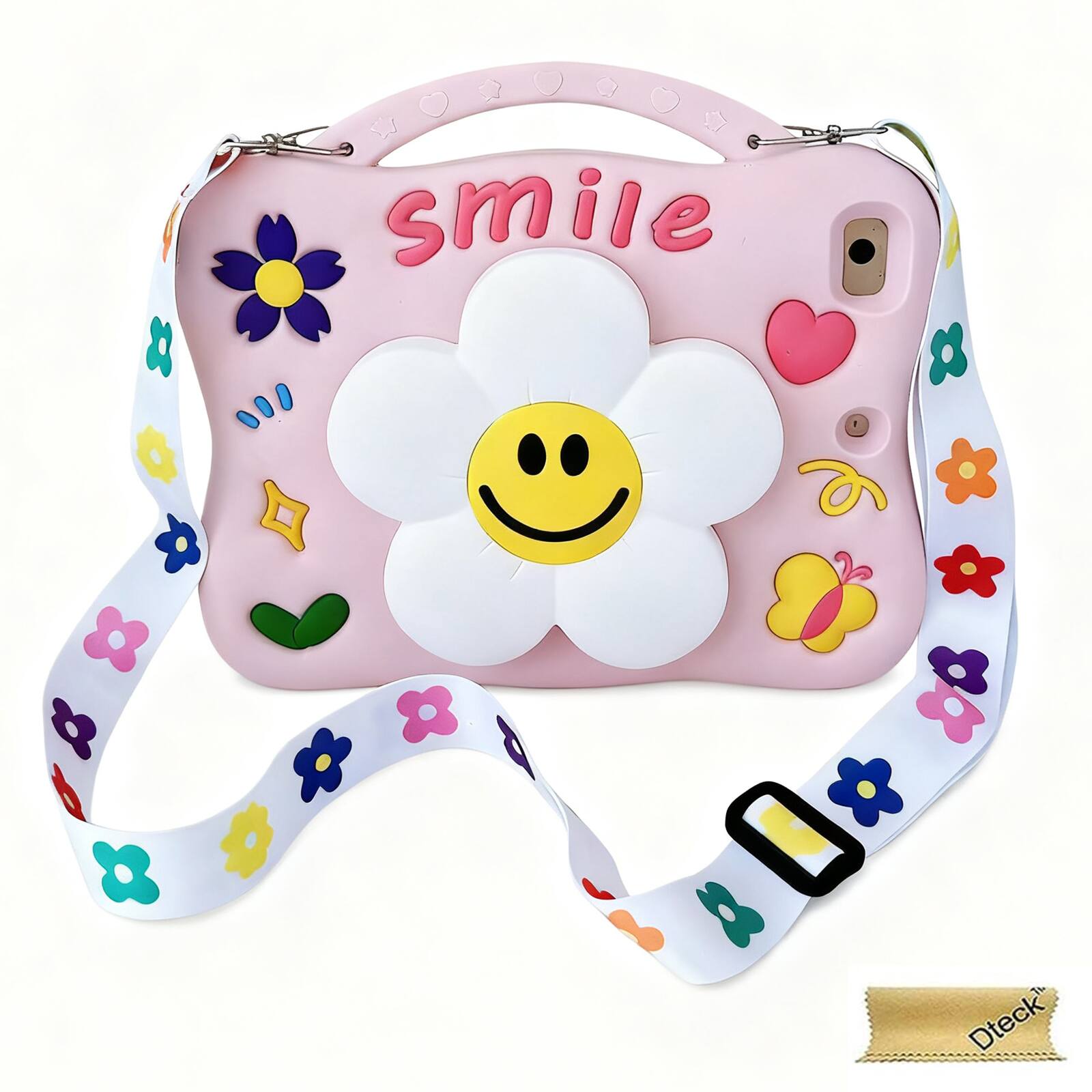 Dteck - Kids Case for iPad A16 11th Generation 2025 & iPad 10th Generation 10.9" 2022, Silicone 3D Cartoon Cute Design - Flower Smile