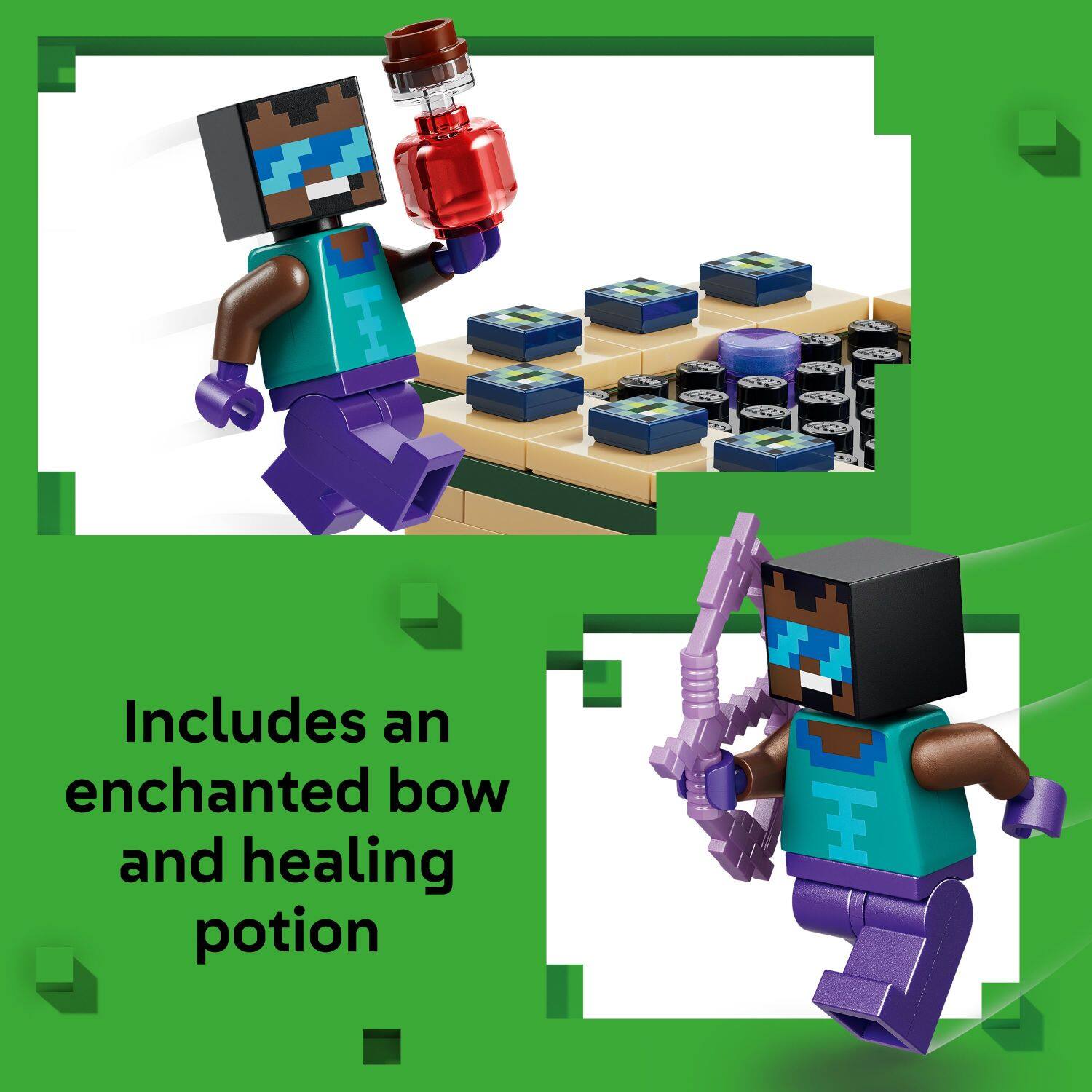 Includes an enchanted bow and healing potion