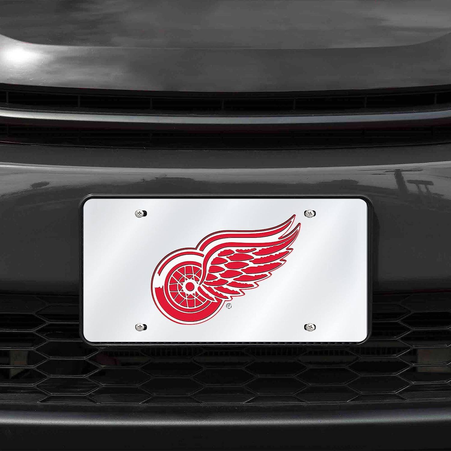 Alt View 1. Rico Industries - Detroit Red Wings NHL Logo Mirror Look LASER License Plate - Multi.