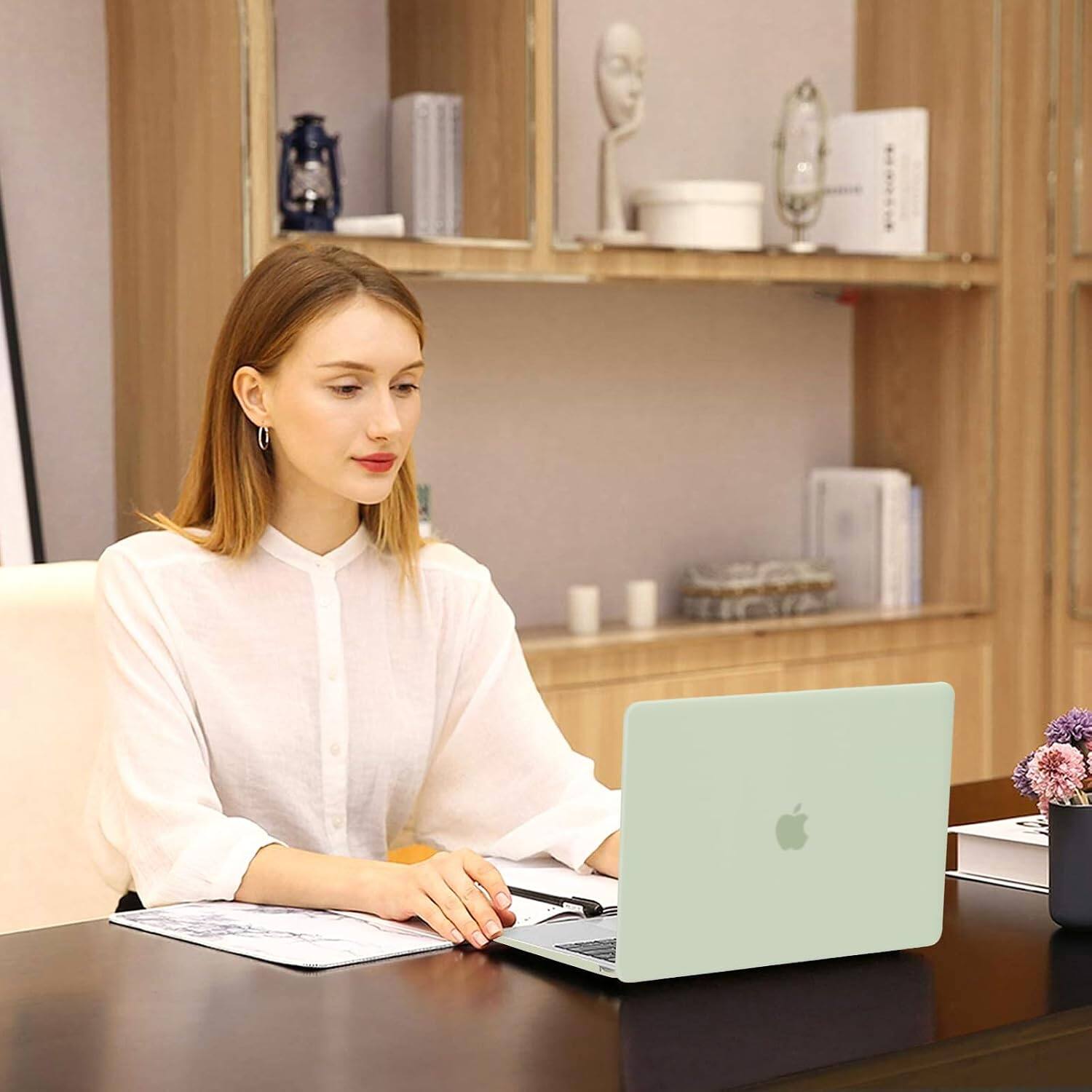 Alt View 2. mosiso - Case for MacBook Air 13 inch Case 2020 2019 2018 Release M1 A2337 A2179 A1932 with Touch ID with Keyboard Cover - Sage Green.