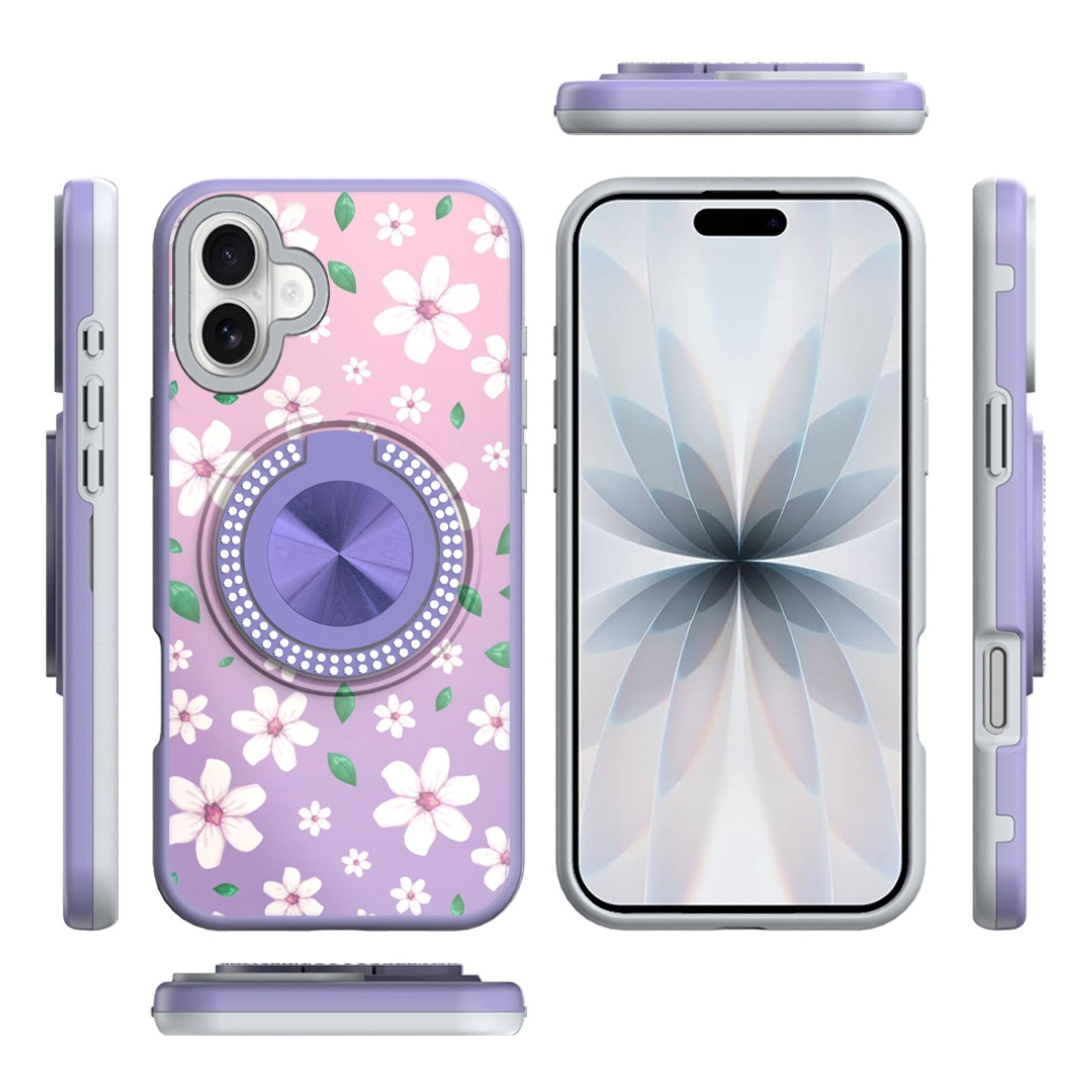 Kitcheniva Printed Design Case With 360 Rotating Stand Tempered Glass ...