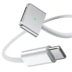 Front. Core Tech - USB-C to Magnetic 3 Charging Cable (6.6 ft) – 140W Fast Charging Braided Cable Compatible with MacBook Air & MacBook Pro - White.