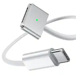 Core Tech - USB-C to Magnetic 3 Charging Cable (6.6 ft) – 140W Fast Charging Braided Cable Compatible with MacBook Air & MacBook Pro - White