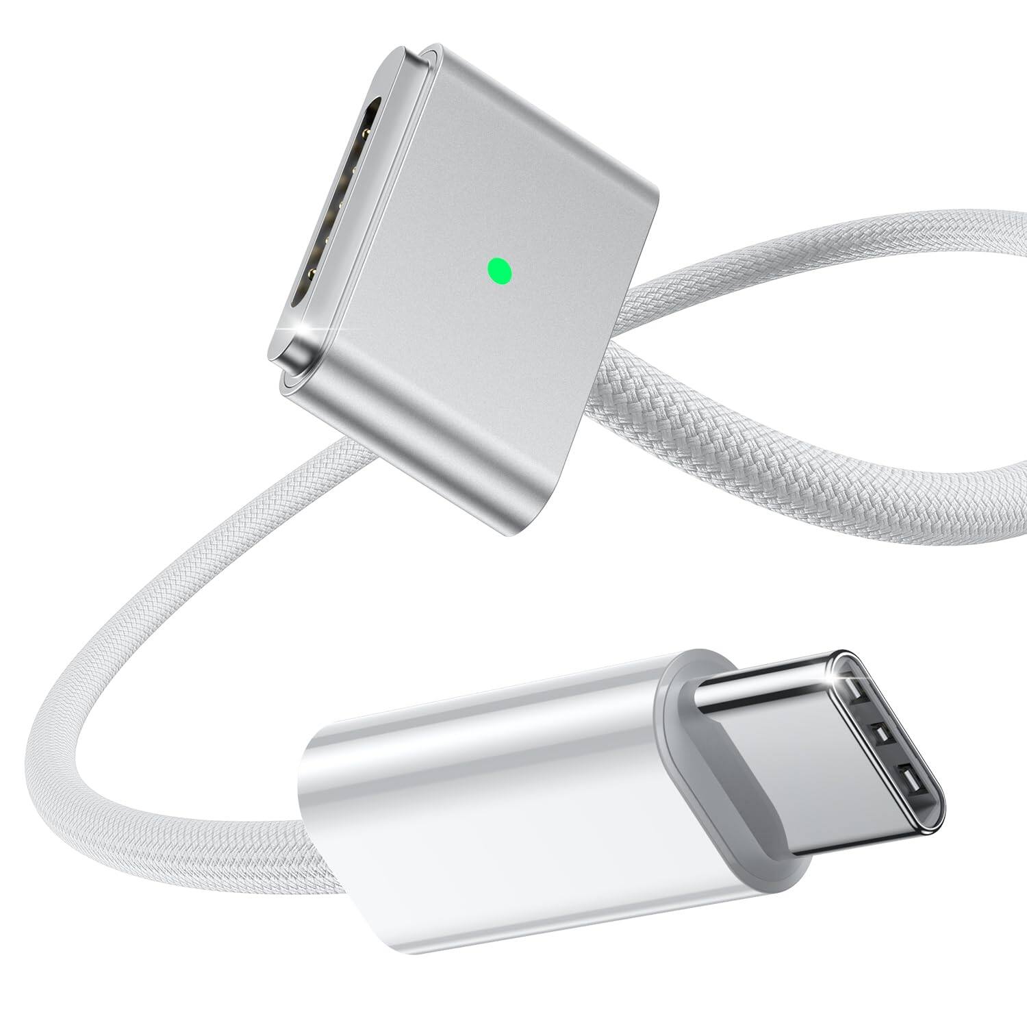Core Tech - USB-C to Magnetic 3 Charging Cable (6.6 ft) – 140W Fast Charging Braided Cable Compatible with MacBook Air & MacBook Pro - White