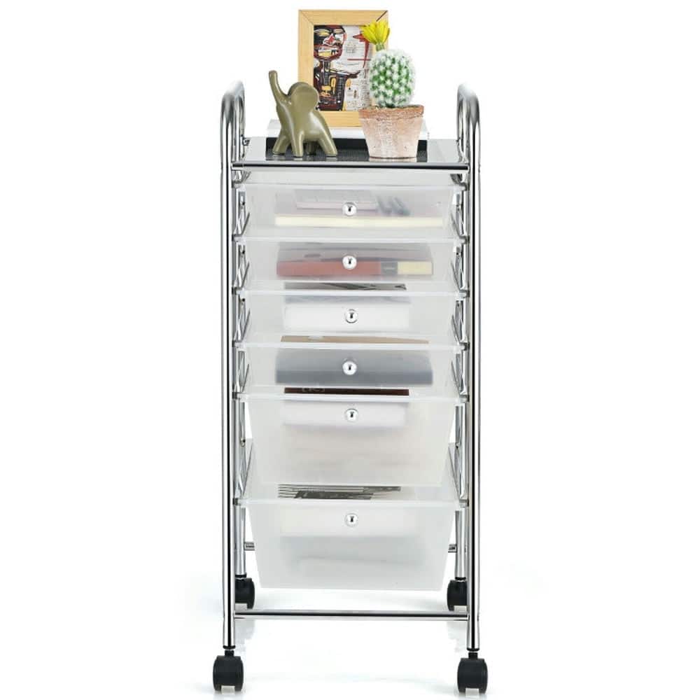 Pefilos - 6 Drawers Rolling Storage Cart Organizer- Craft Organizers and Storage, Multipurpose Organizer Cart for Home - Clear