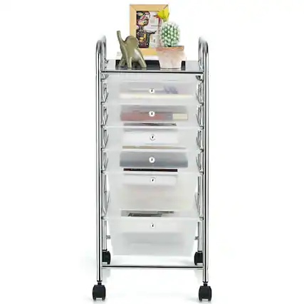Front. Pefilos - 6 Drawers Rolling Storage Cart Organizer-Clear, Craft Organizers and Storage, Multipurpose Organizer Cart for Home - Clear.