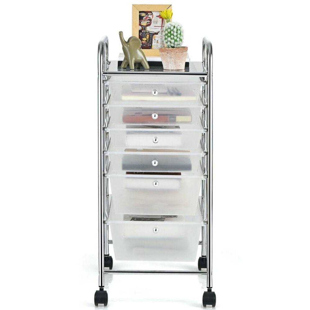 Front. Pefilos - 6 Drawers Rolling Storage Cart Organizer-Clear, Craft Organizers and Storage, Multipurpose Organizer Cart for Home - Clear.