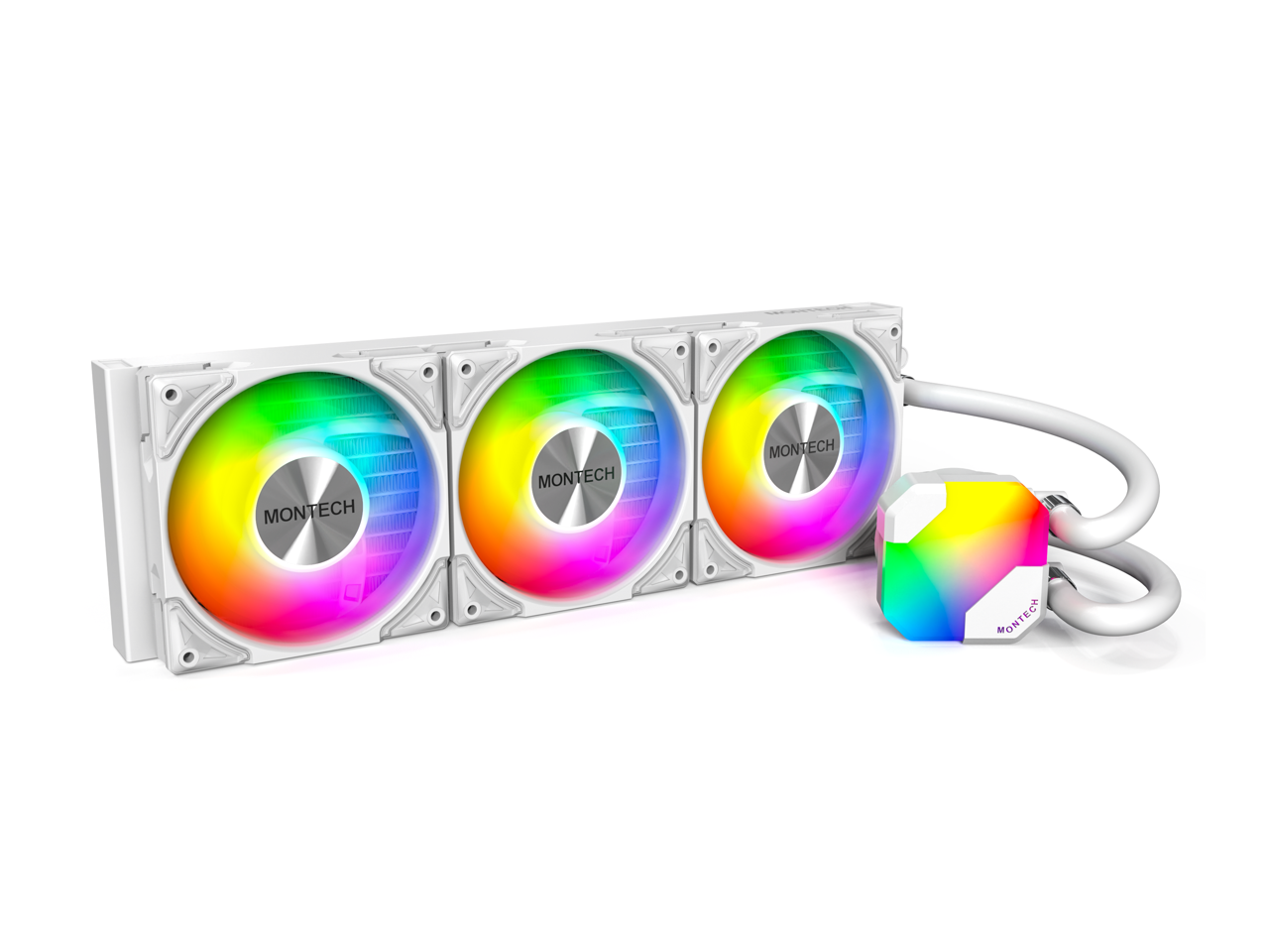 Montech - HyperFlow ARGB 360 AIO CPU Cooler, Intel/AMD, 3100RPM Pump, 3x ARGB Fans - White