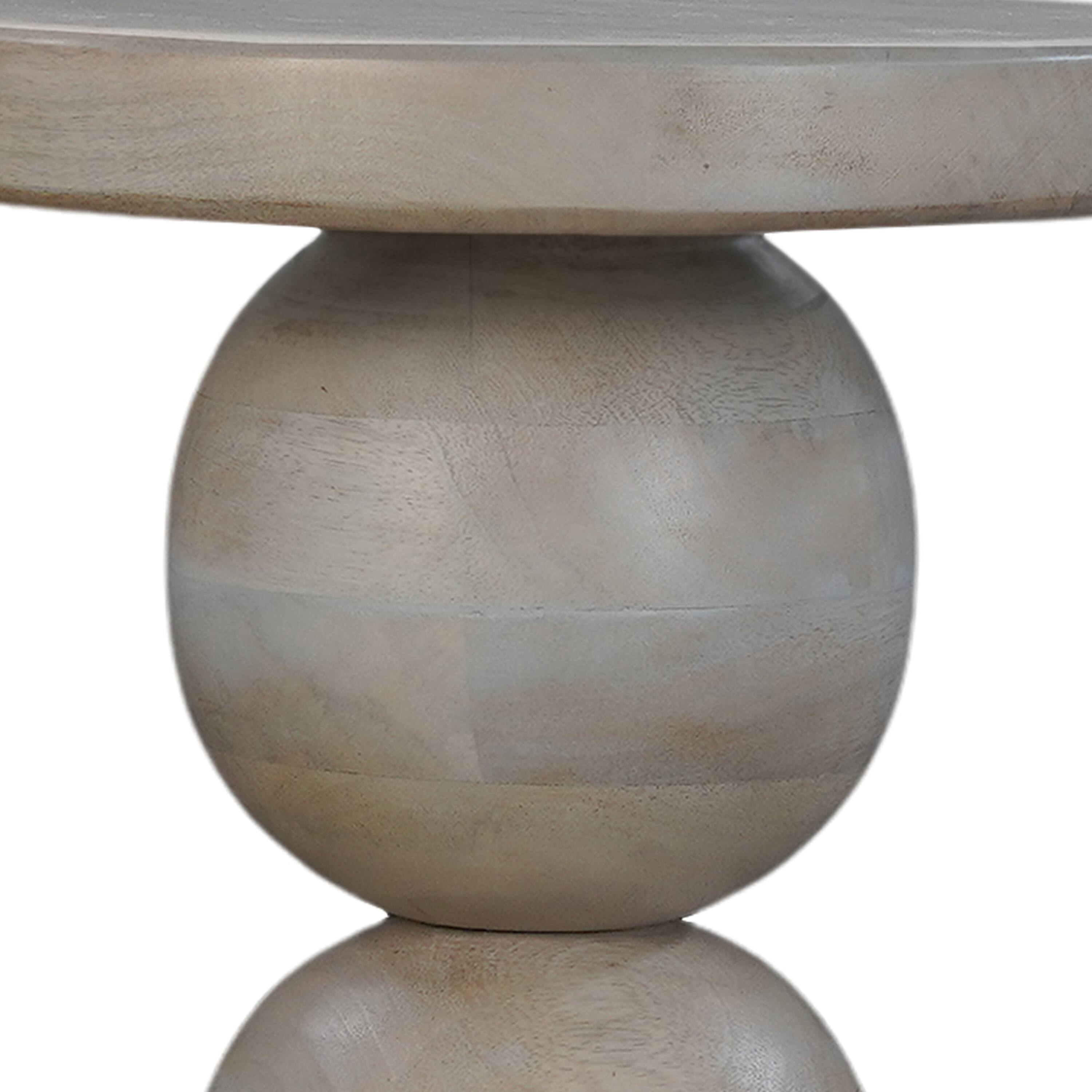 Alt View 5. Manhattan Lane - Tia 12 Inch Round Side End Table, Turned Pedestal Base - Natural Brown, Beige.
