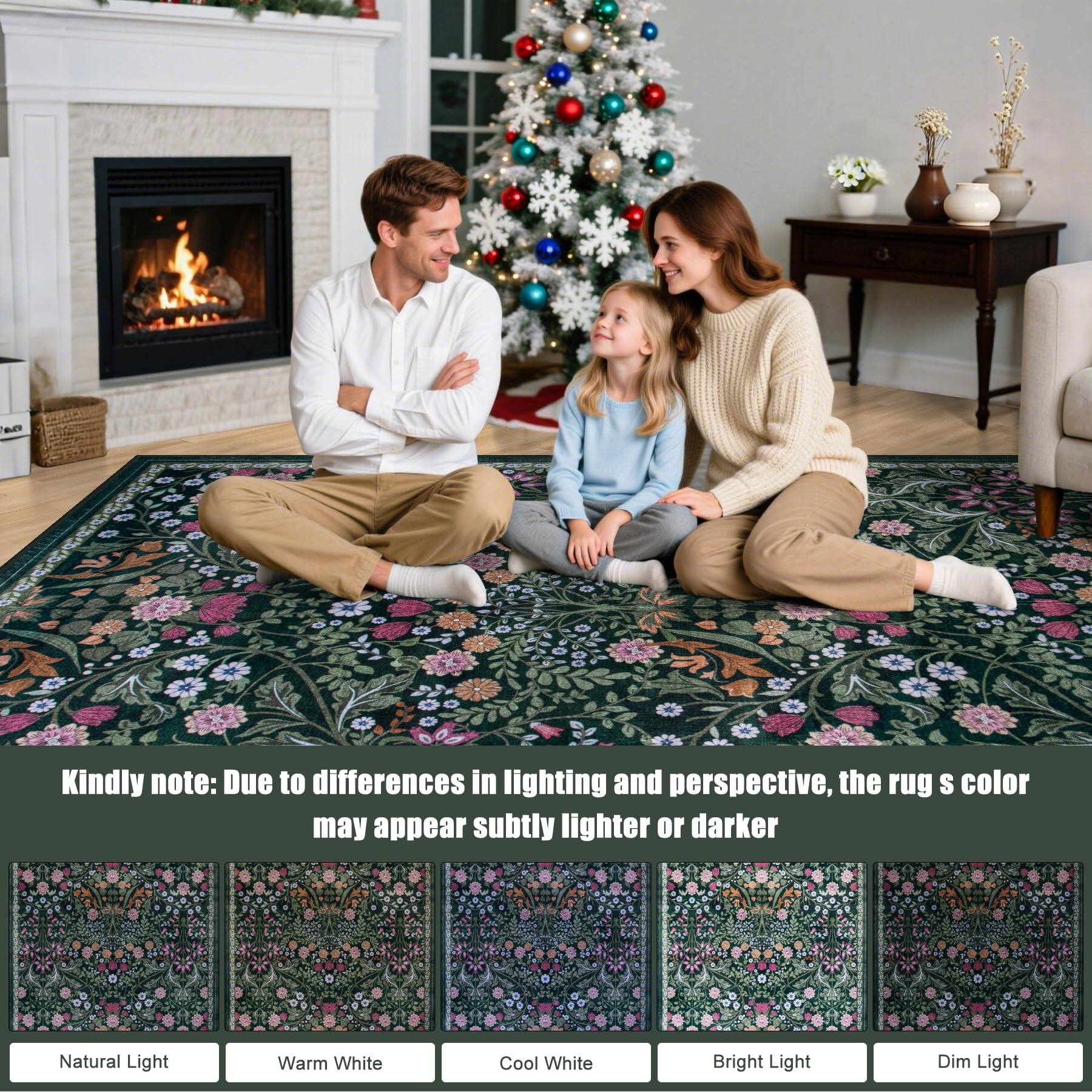 Stylel Star Area Rugs Living Room Floral Washable Rug Vintage Large ...