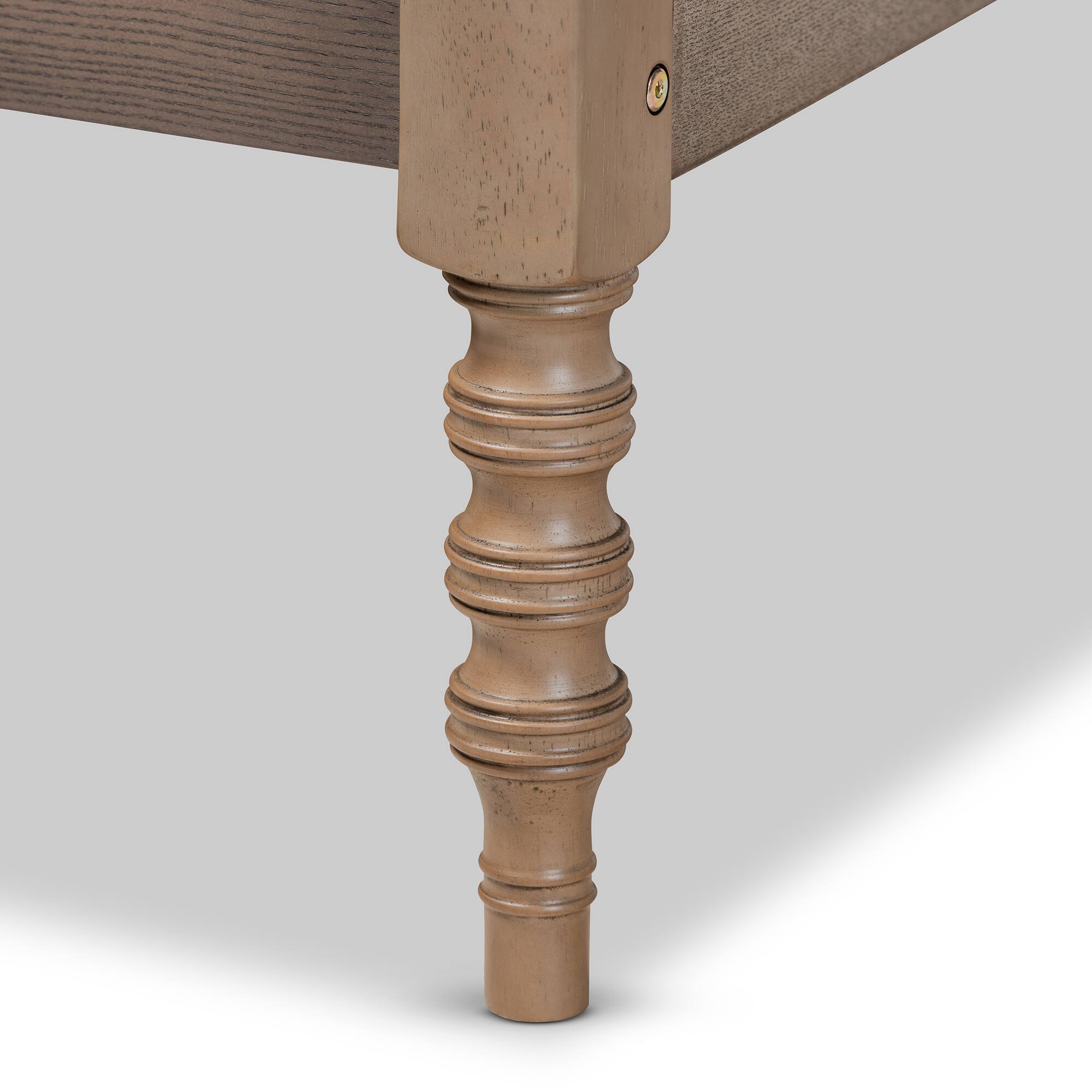 Back. Baxton Studio - Cielle French Bohemian Weathered Oak Finished Wood Platform Bed Frame - Weathered Grey.