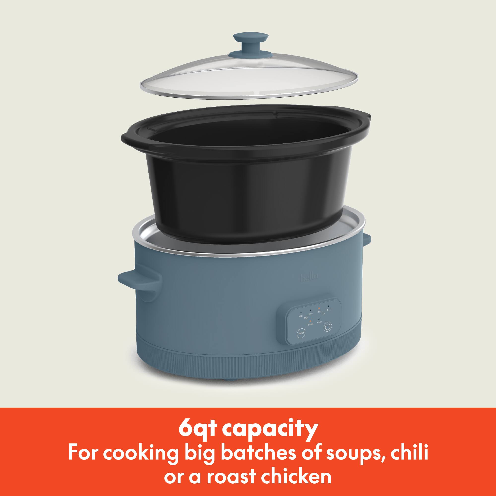 6qt capacity  
For cooking big batches of soups, chili or a roast chicken