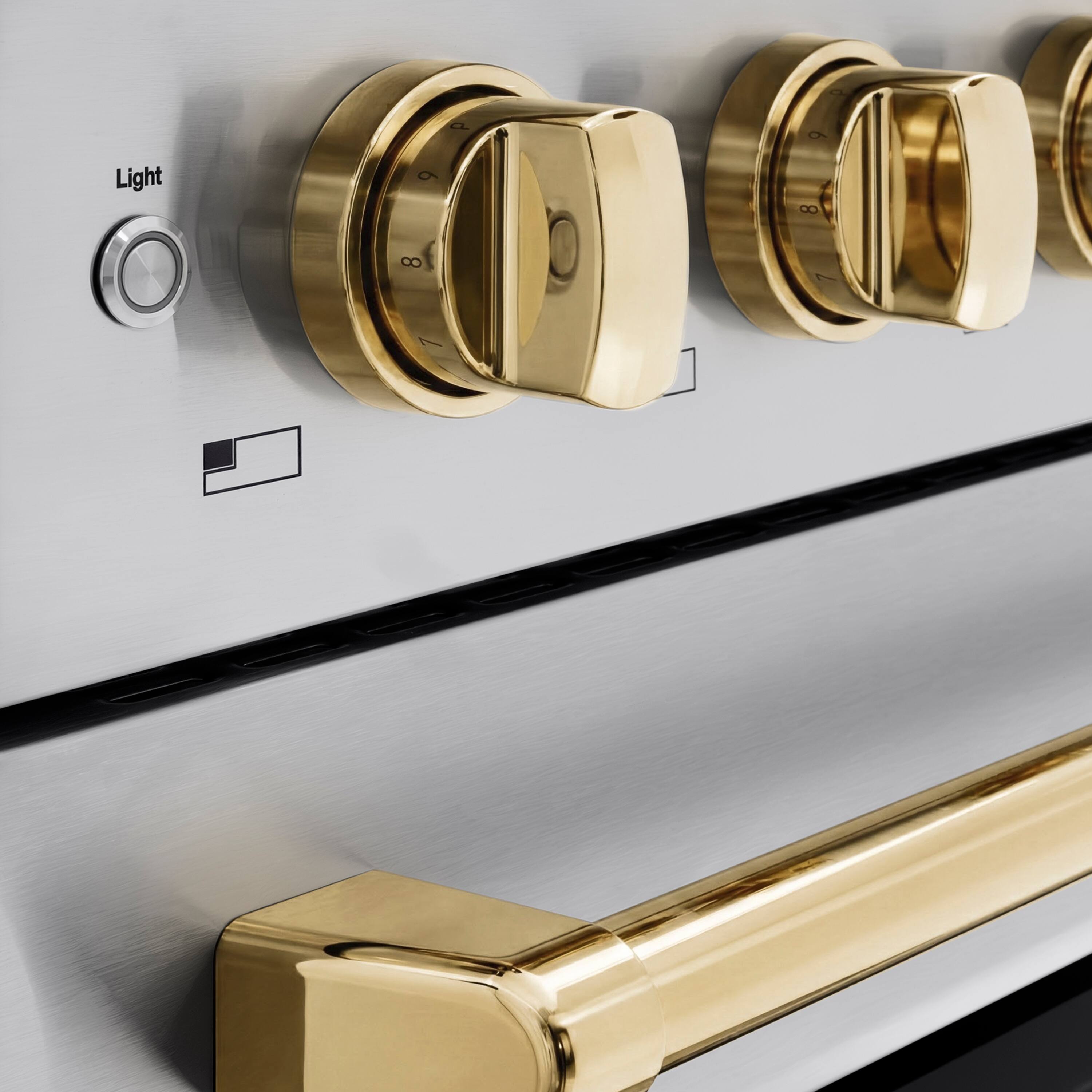 Alt View 9. ZLINE - Autograph 48 in. 6.7 cu. ft. Paramount Freestanding Induction Range with 7 Element Cooktop & Polished Gold Accents - Stainless Steel.