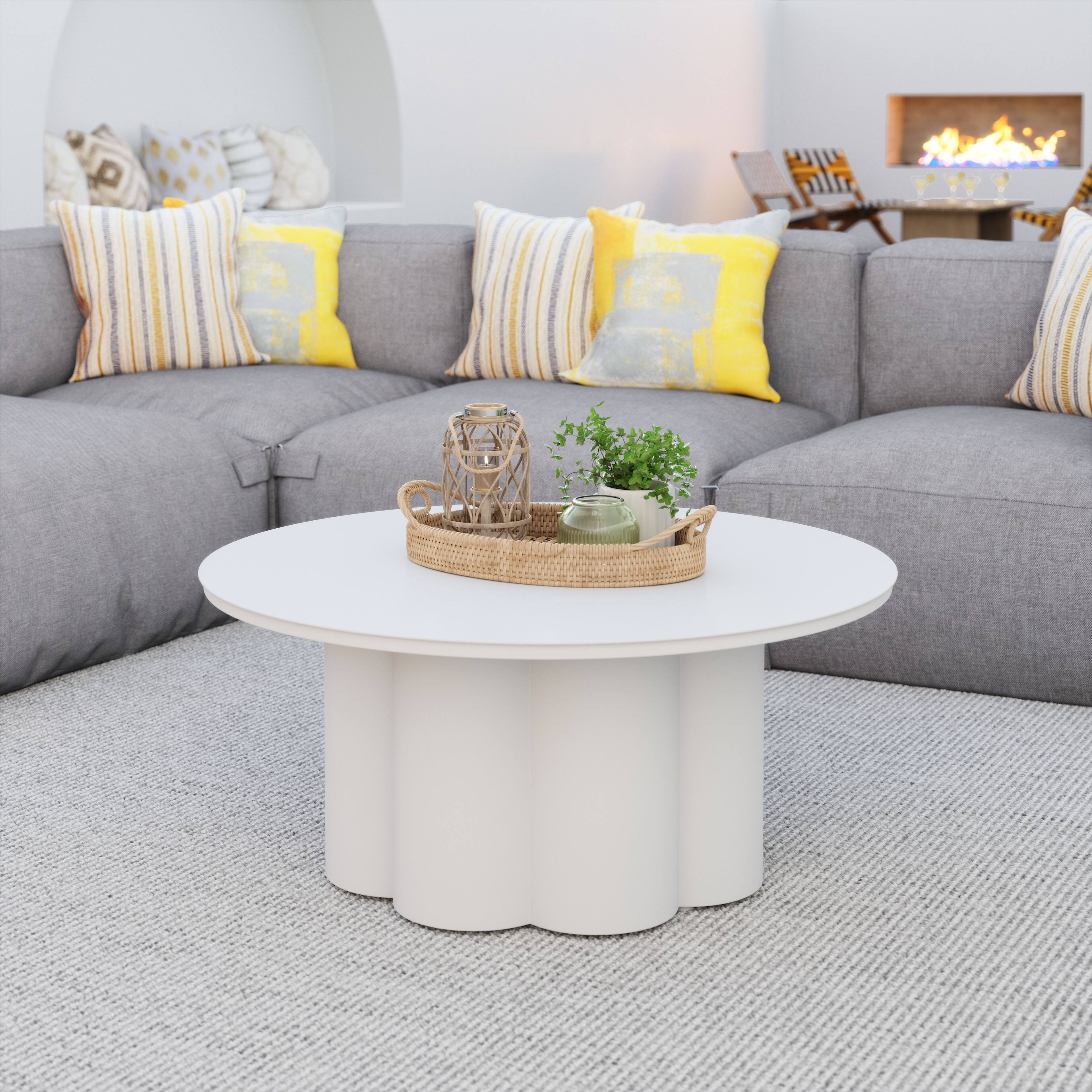 Angle. Hivvago - Palmier Coffee Table White - White.
