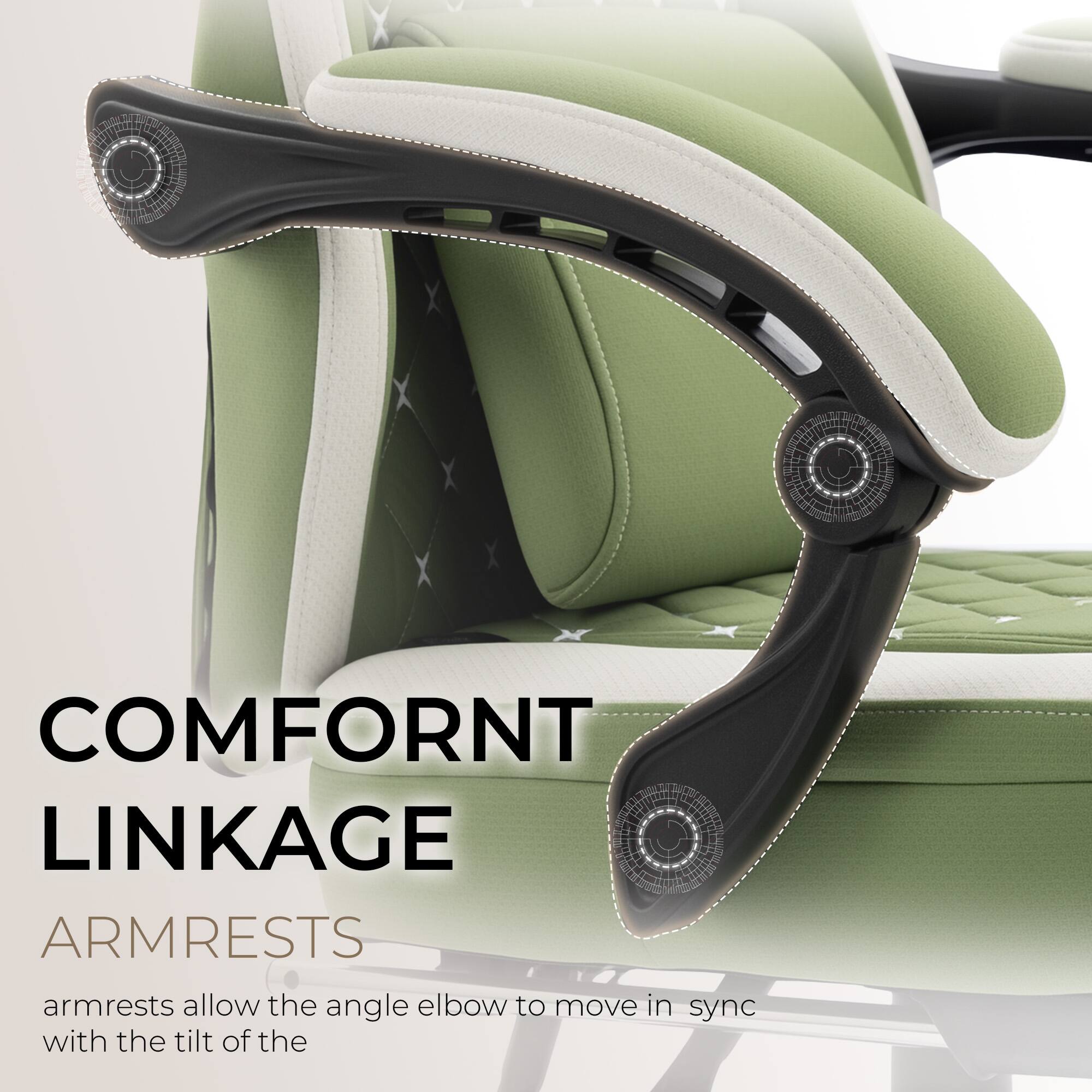 COMFORT LINKAGE  
ARMRESTS  
armrests allow the angle elbow to move in sync with the tilt of the