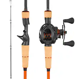 VEVOR - Rod and Fishing Reel Combo, IM7 Carbon Fiber Baitcasting Rod and Reel Combo, Bass Fishing Pole with 6+1 BB System - Black