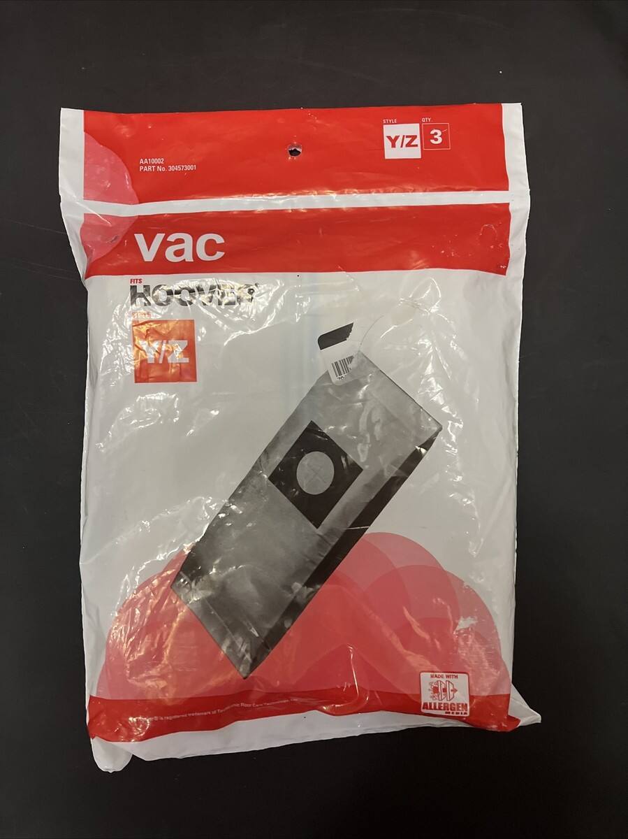 AA10002 PART No. 304573001 STYLE Y/Z QTY 3 vac FITS HOOVER MADE WITH ALLERGEN MEDIA