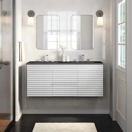 Front. Modway - Render 48" Wall-Mount Bathroom Vanity Basin Included by Modway - White Black.